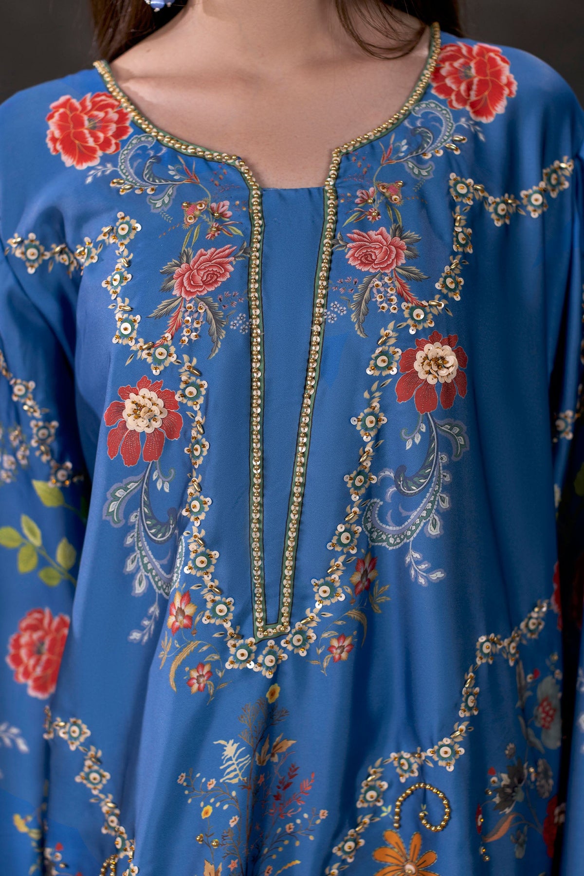 Midnight Florentine Shamoze Silk Kaftan Suit – view 5