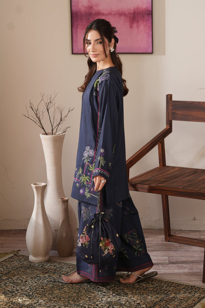Sapphire Muse Embroidered Dull Raw Silk Co-ord Set – view 2