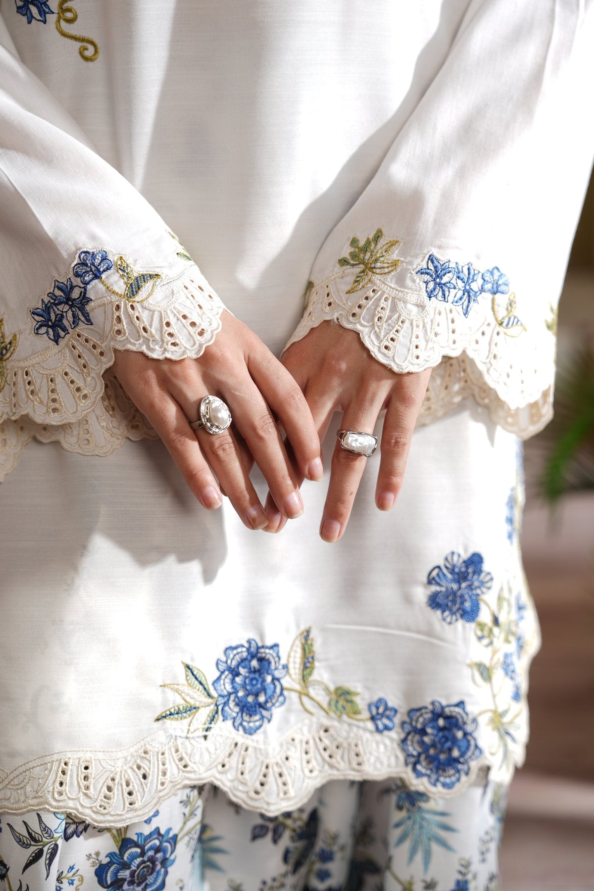 Azure Whispers Embroidered Dull Raw Silk Co-ord Set – view 6