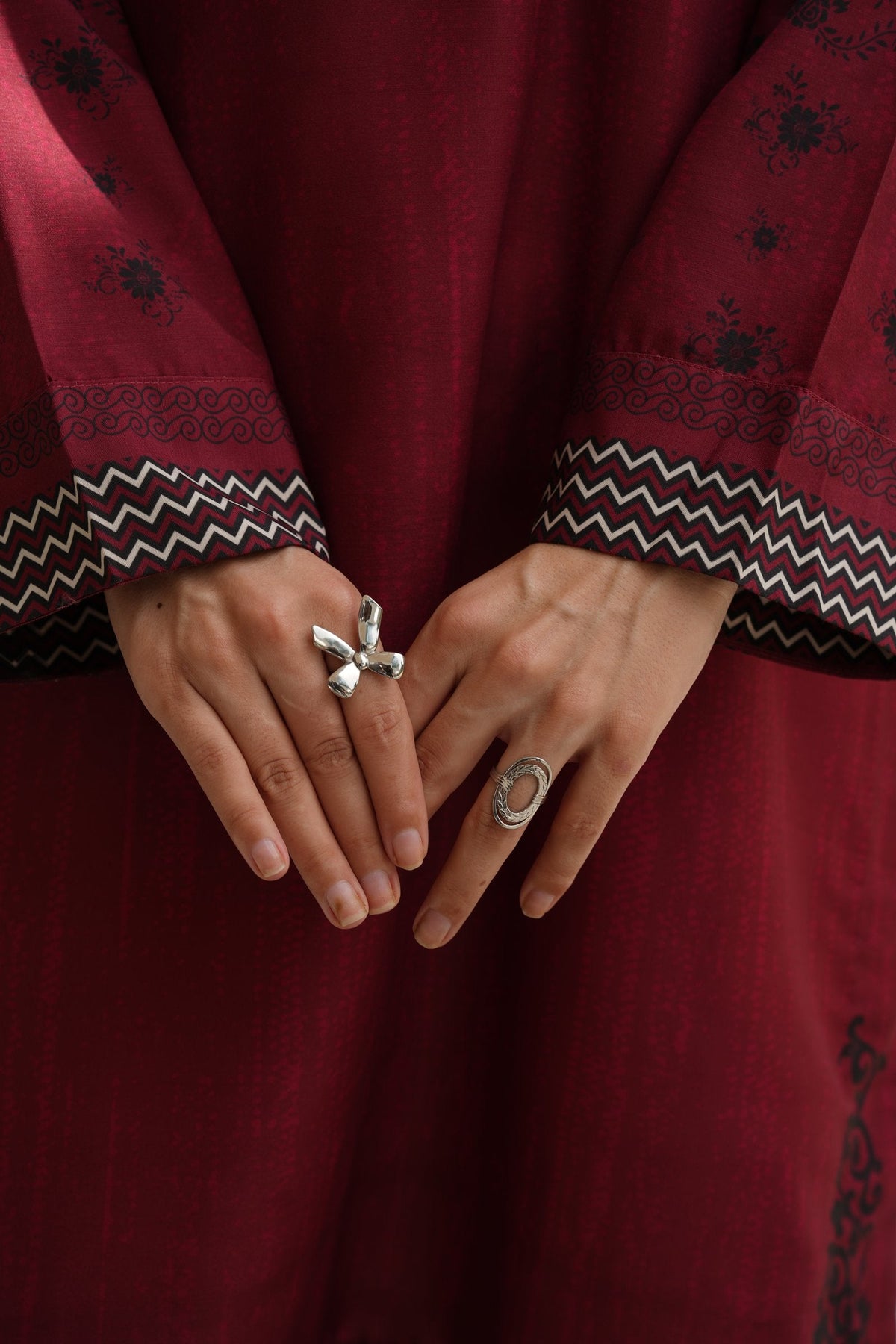 Crimson Red Embroidered Dull Raw Silk Co-ord Set – view 5