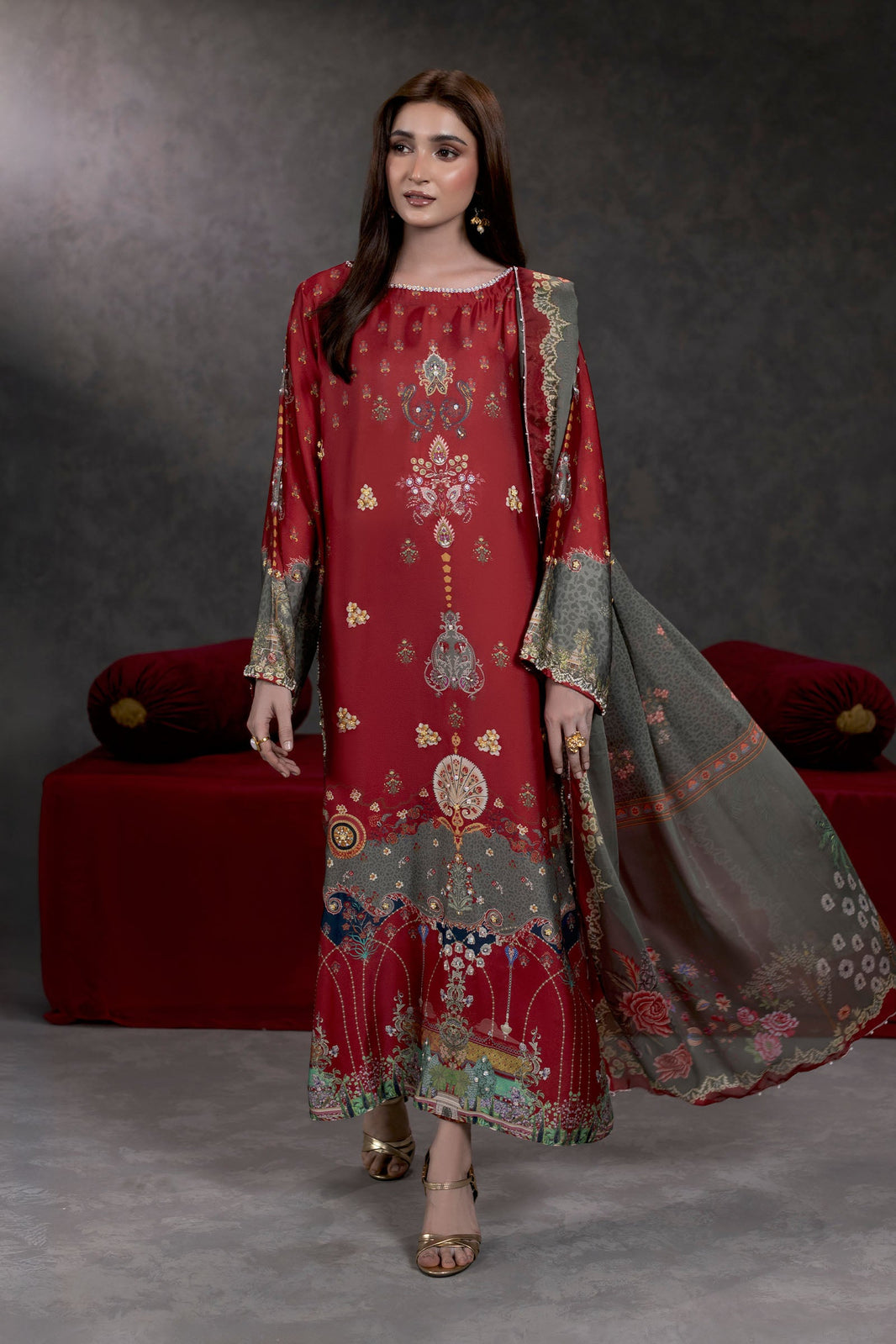 Rang-e-Haya Shamoze Silk Kaftan Suit