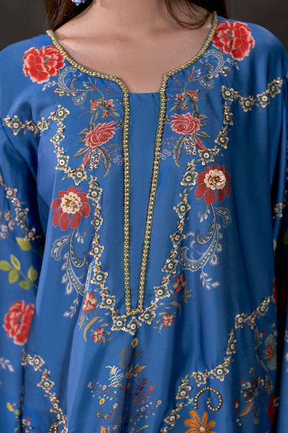 Midnight Florentine Shamoze Silk Kaftan Suit – view 5