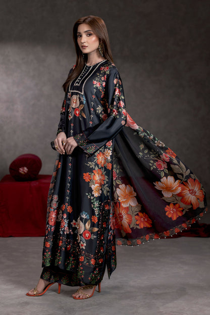 Midnight Flora Shamoze Silk Kaftan Suit – view 1