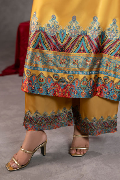 Mustard Muse Shamoze Silk Kaftan Suit – view 3