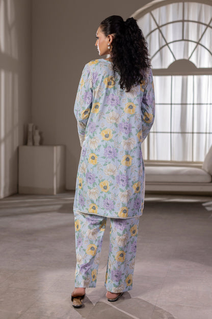 Cream White Embroidered Cotton Suit – view 2