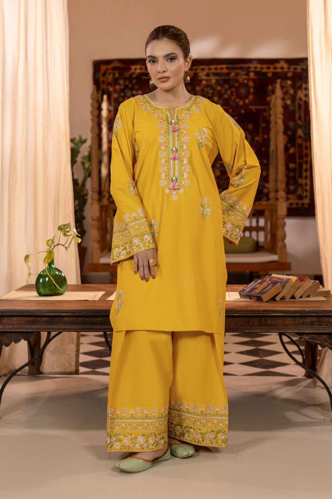 Sunlight Embroidered Cambric Cotton Suit
